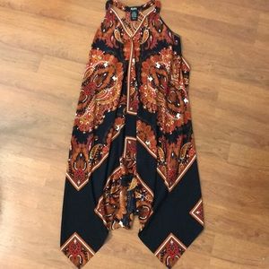 SLNY | asymmetrical printed tiered dress